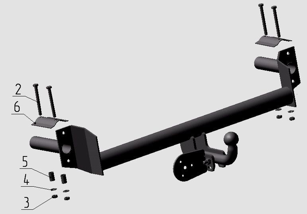 Фаркоп для ВАЗ 2113, 2114 2003-2013 Тип шара: A. Нагрузки: 800/50 кг, VAZ-44