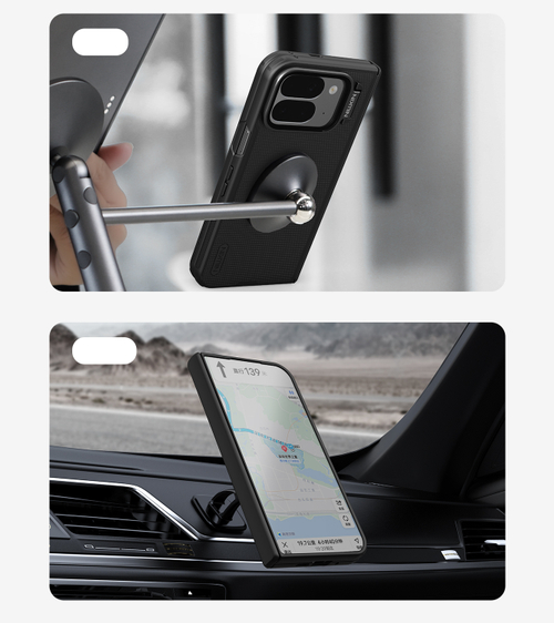 Чехол с MagSafe на Google Pixel 10 Pro Fold, серия Super Frosted Shield Prop Magnetic (версия с прозрачной откидной крышкой объектива) от Nillkin