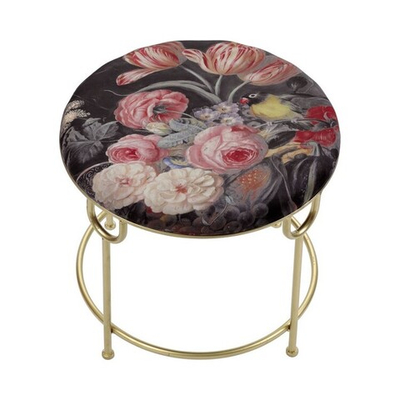 Пуф "Цветы" 46x46x42см фанера,ппэ,ткань,металл