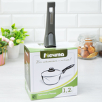 Ковш 1,2л Гранит со съемной ручкой и стеклянной крышкой