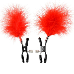 Зажимы для сосков с красным пухом ToyFa Theatre 705007