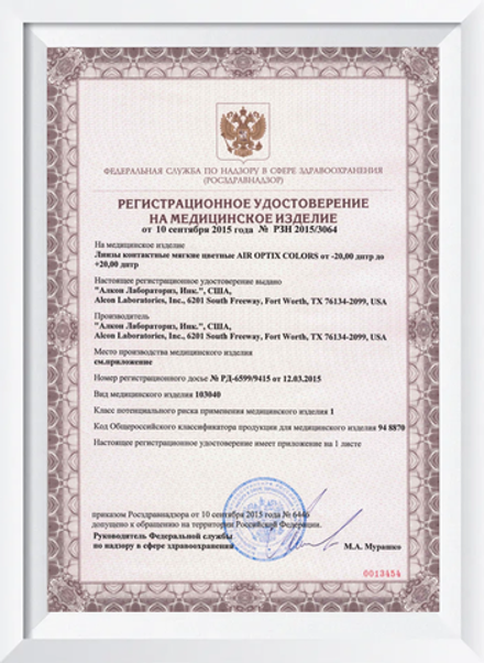 Ежемесячные цветные контактные линзы Air Optix Colors (уп. 2 линзы)