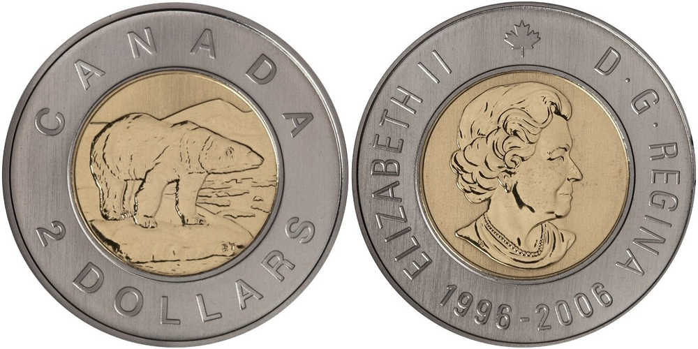 Канада 2 доллара, 2006 10 лет с начала чекана монет 2 CAD Specimen