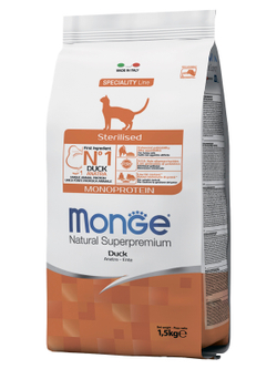 Monge Cat Monoprotein Sterilised Duck корм для стерилизованных кошек с уткой 1,5 кг