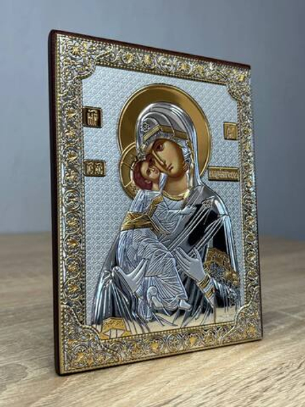 Владимирская БМ, икона прямоугольная без рамки, красное дерево 120х160