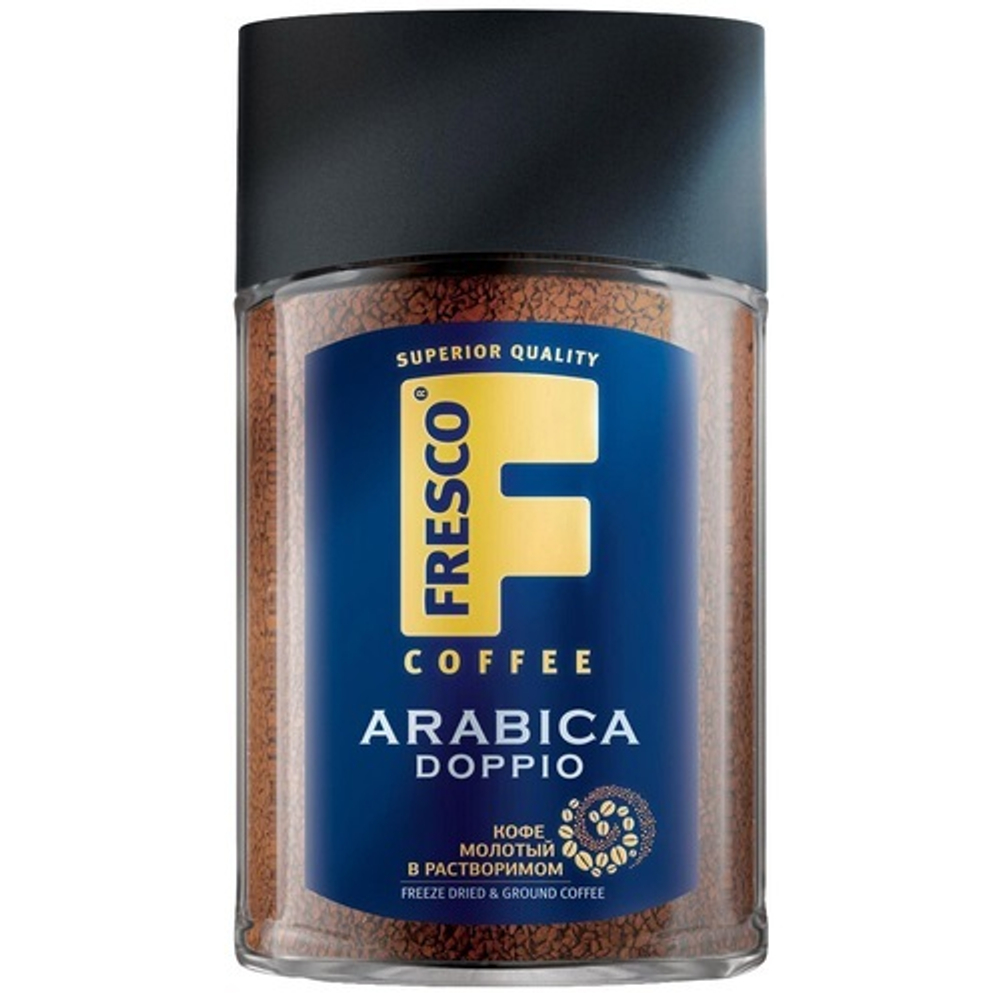 Кофе FRESCO doppio с добавлением молотого стеклобанка  100 г.