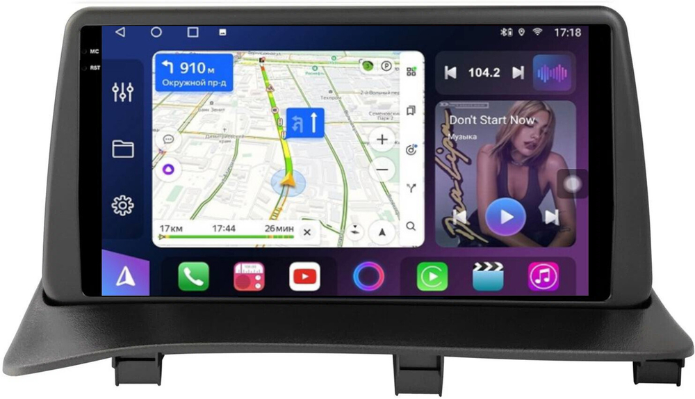 Магнитола для Mitsubishi Delica 4 1994-2007 (взамен верхнего бардачка) - FarCar 9664 монитор 9.5" QLED на Android 14, TS18, CarPlay, 4G SIM-слот