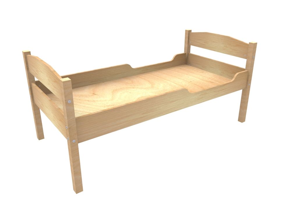 Кровать односпальная для детского сада из массива (лежак выполнен из фанеры)