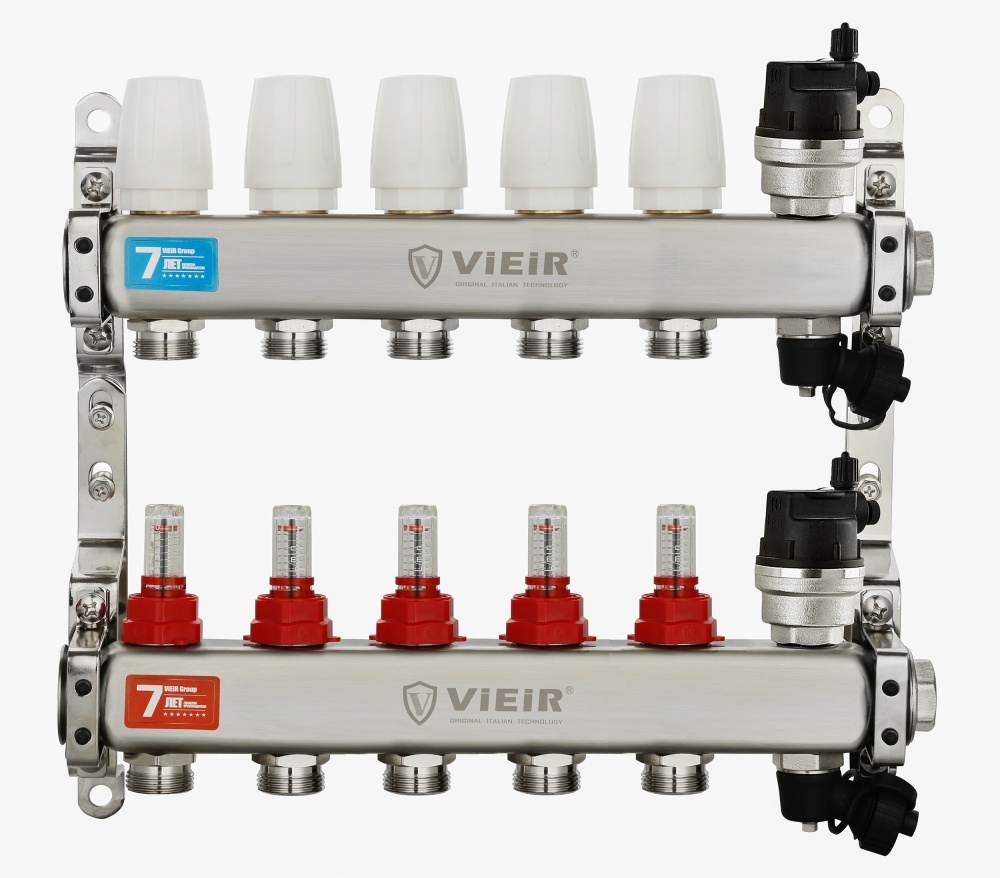 Колл. группа БЕЗ КРАНОВ (НЕРЖ) с расход. и ВСТ. ВОЗД.   5-вых. ViEiR (5/1шт) Т