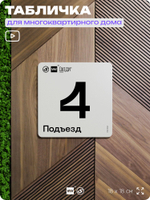 Табличка с номером подъезда 4, для многоквартирного жилого дома, серия СОСЕДИ, 18х18 см, пластиковая, Айдентика Технолоджи