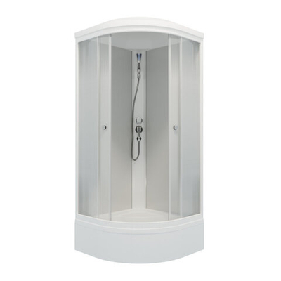 Душевая кабина "Лайт 90*90 В" 1/4 круга, сред. подд., Градиент, Белый, ДН4 (7 мест+сифон D50мм)