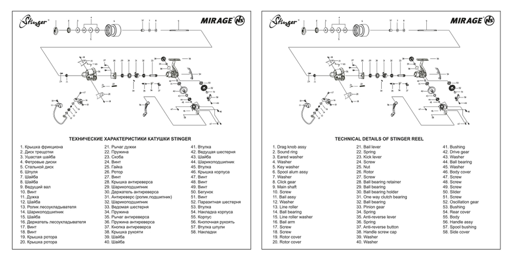Катушка для рыбалки безынерционная Stinger Mirage NS