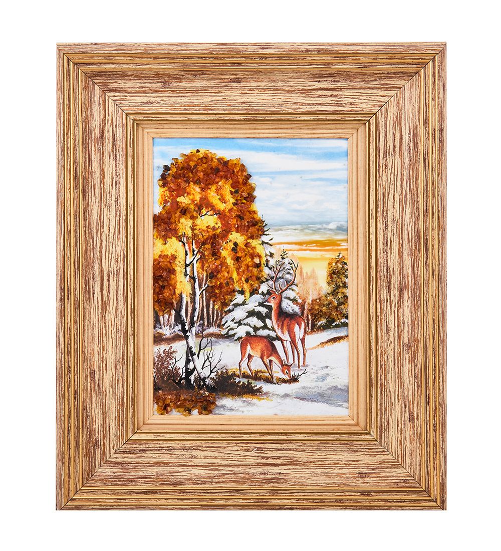 AMB-03/25 Картина «Красота природы» (с янтарной крошкой) H-32см