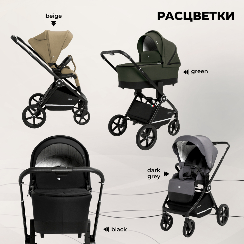 Коляска 2в1 Sweet Baby Stella Dark Grey