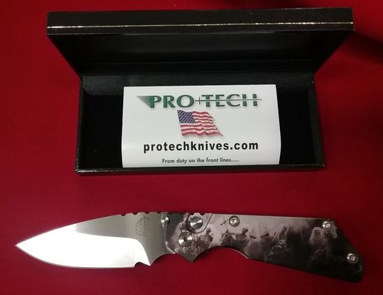 Складной нож Pro -Tech Pro-Strider- Четыре всадника PR/SnG-4H-S c клинком из стали 154CM, рукоять Алюминиевый сплав 7075 T-6 Aluminium