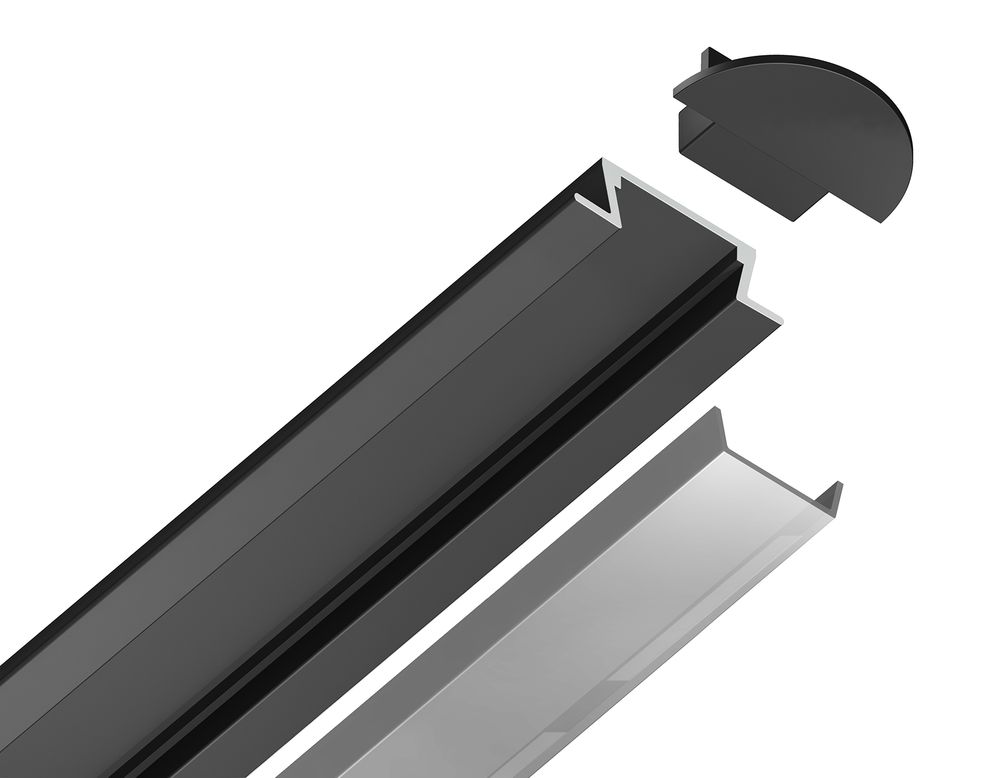 Ambrella Алюминиевый профиль встраиваемый 21.5*6.8 для светодиодной ленты до 11мм Alum Profile GP1001BK/BK