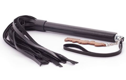 Черная кожаная плеть "Индиго" - 50 см.