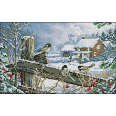 "Птицы на заборе"-12129 вышивка
