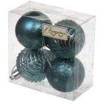 Новогодние шары 5 см (набор 4 шт) «Лесная тайна», темный нефрит