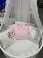 Комплект в кроватку 18 предметов "Совушка розовый", сатин