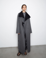 Пальто двухстороннее из шерсти Берберри серый/черный