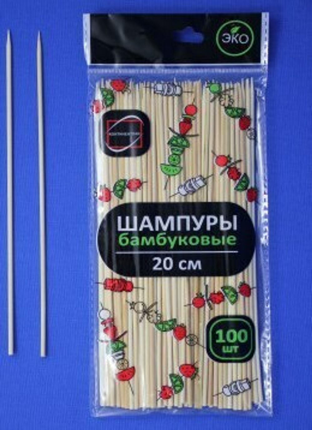 Палочки для шашлыка 20 см бамбук 100 шт. КонтинентПак