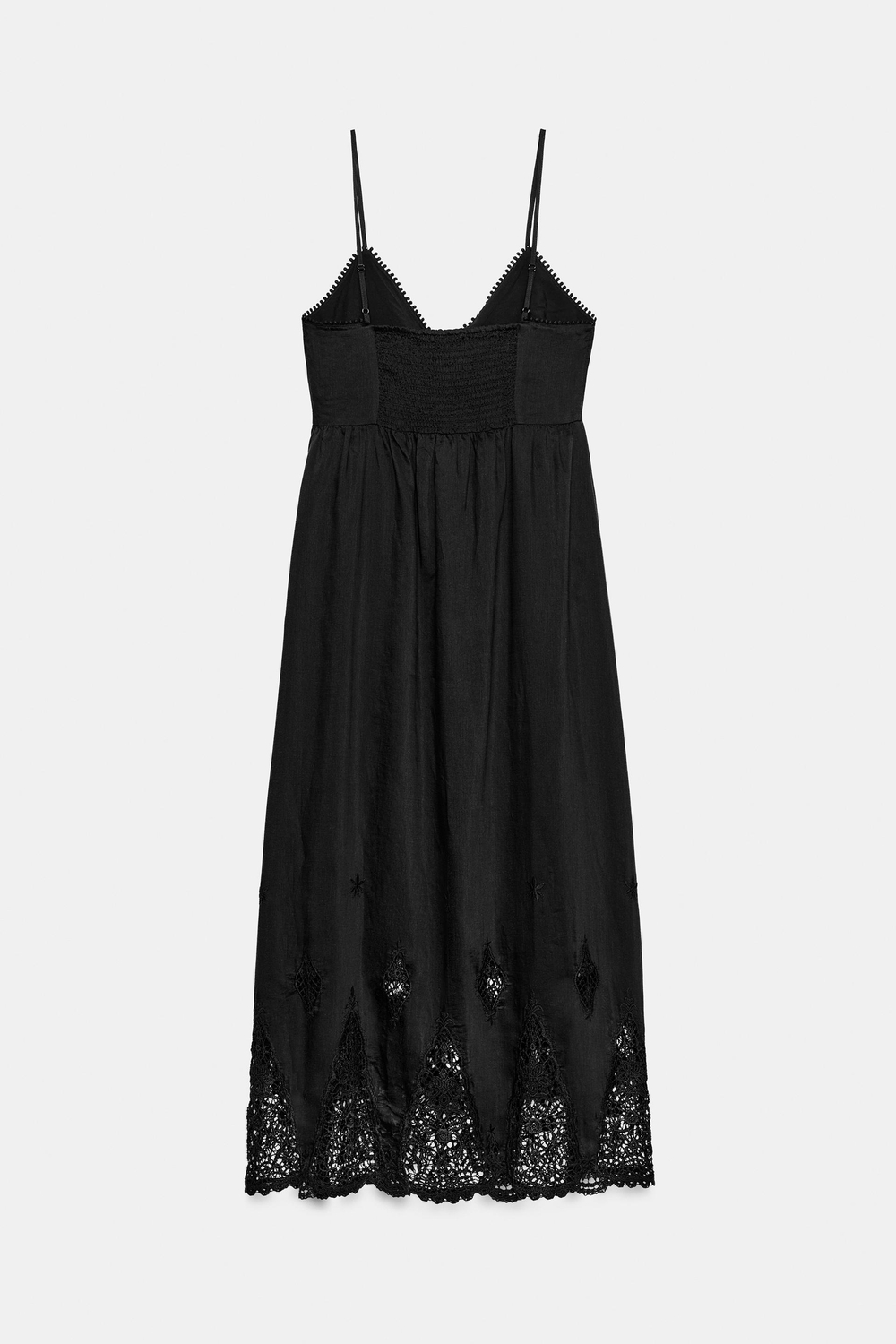 ZARA ПЛАТЬЕ МИДИ С ВЫШИВКОЙ, ЧЕРНЫЙ