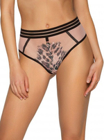 Трусики-бразилиана Angelina с принтованным кружевом (Размер: M) (Цвет: черный с бежевым)