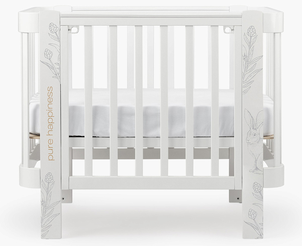Детская кроватка-трансформер Happy baby Mommy Love в комплекте с расширением 160х70 white