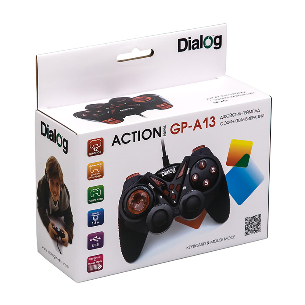 Джойстик Dialog GP-A13 Action (PC /USB) черный/красный