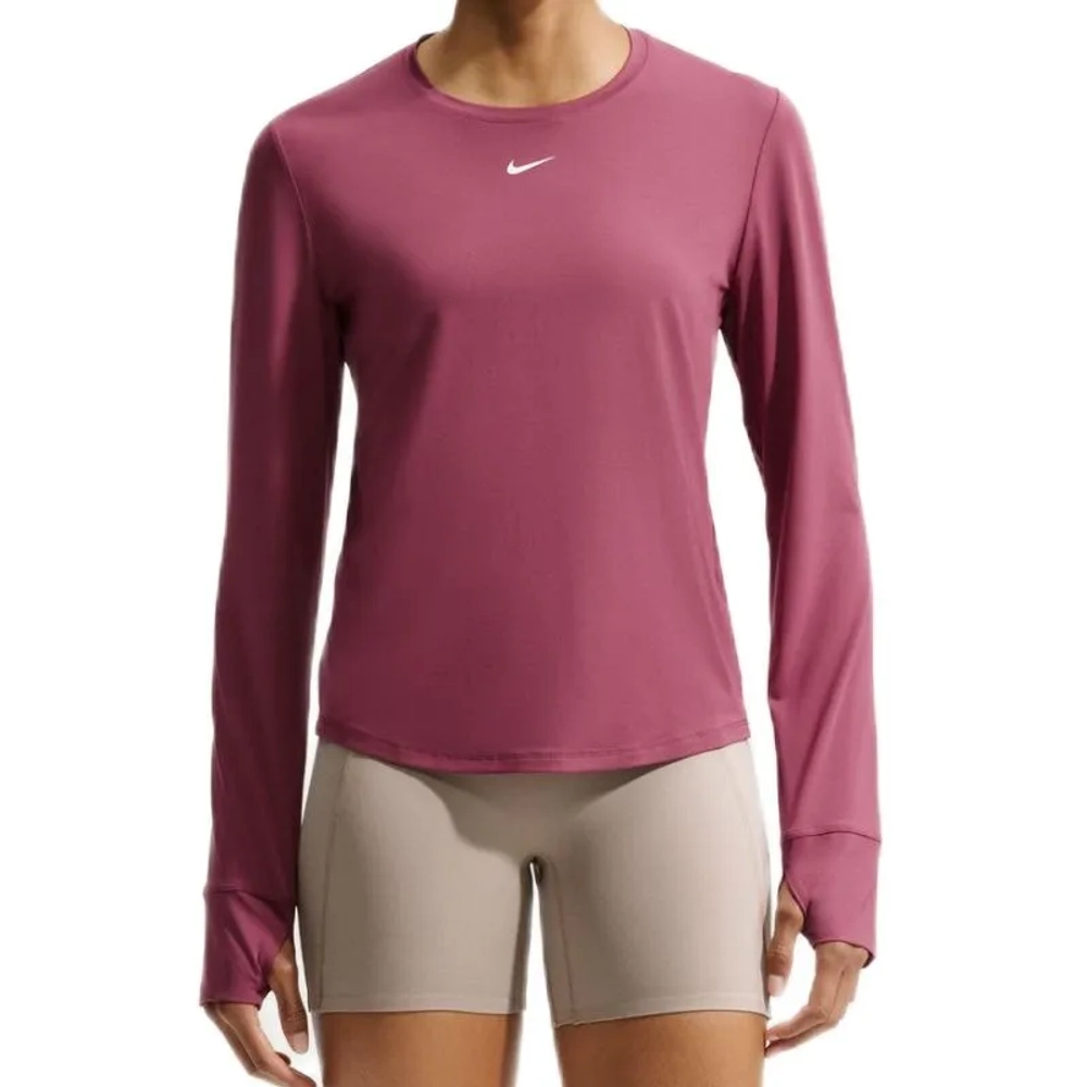 Женская теннисная футболка с длинным рукавом Nike One Classic Dri-Fit Long-Sleeve - pink smoke/white
