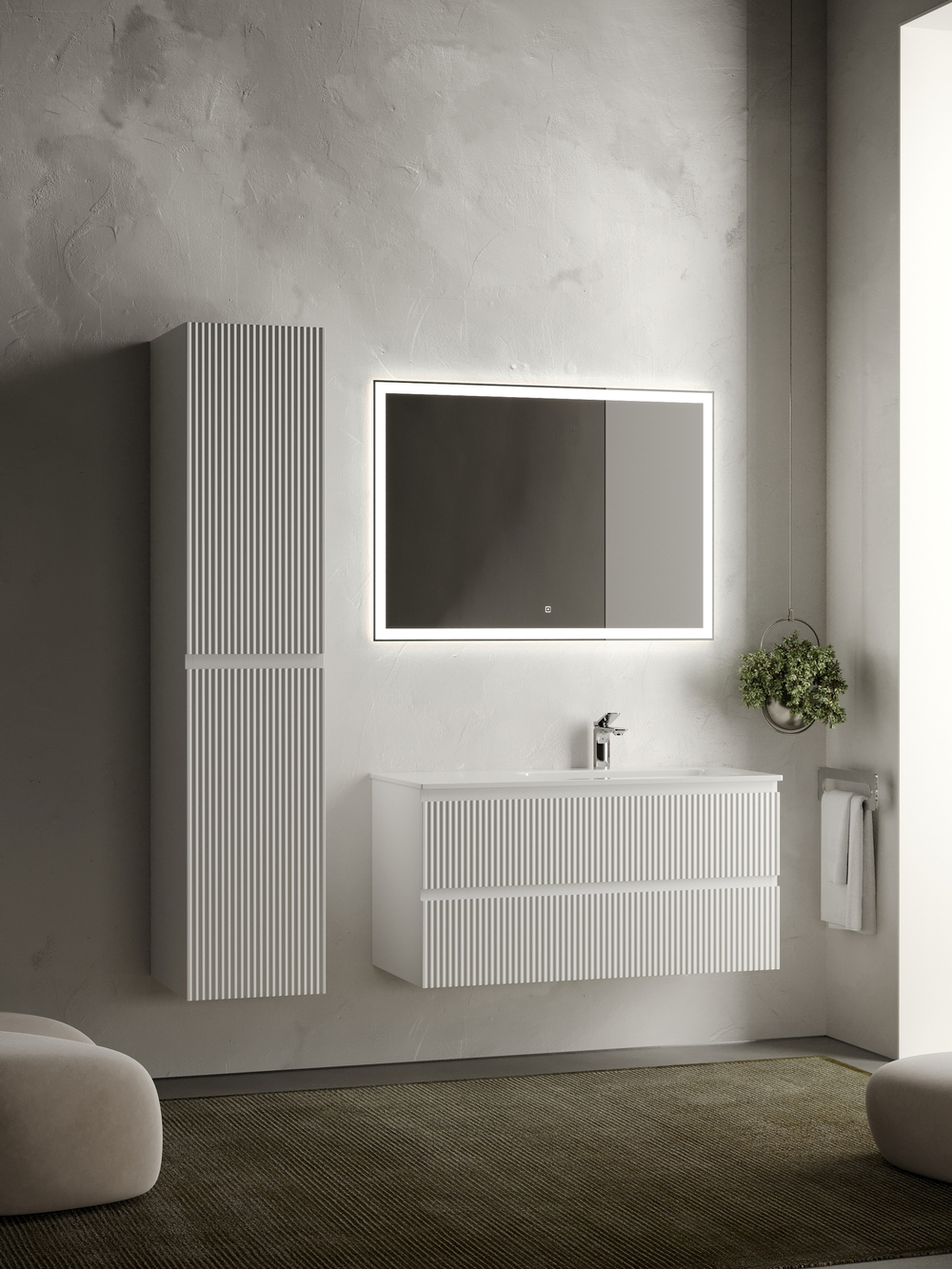 Тумба с раковиной Sancos Snob R 100 см SNR100RW правая, bianco