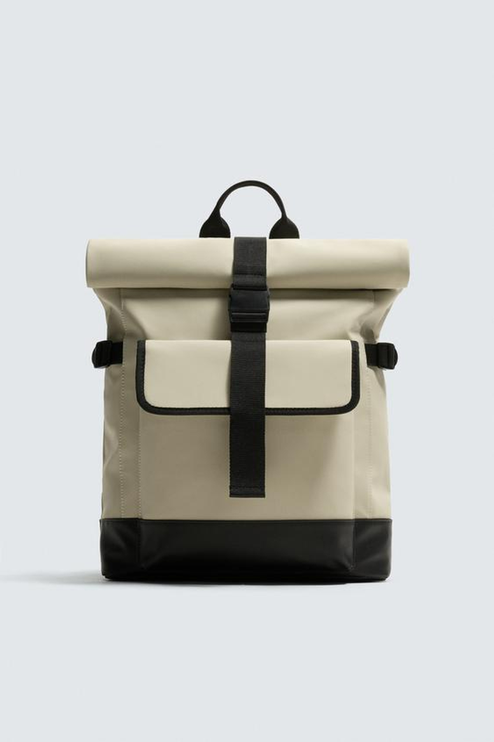 ZARA ПРОРЕЗИНЕННЫЙ РЮКЗАК С КЛАПАНОМ, КОСТЯНОЙ БЕЛЫЙ