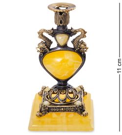 Народные промыслы AM-2983/1 Подсвечник «Индийский» (латунь, янтарь)