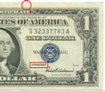 Банкнота США 1 доллар (серебряный сертификат) 1957 S 32337783 A. VF-XF (надрыв)