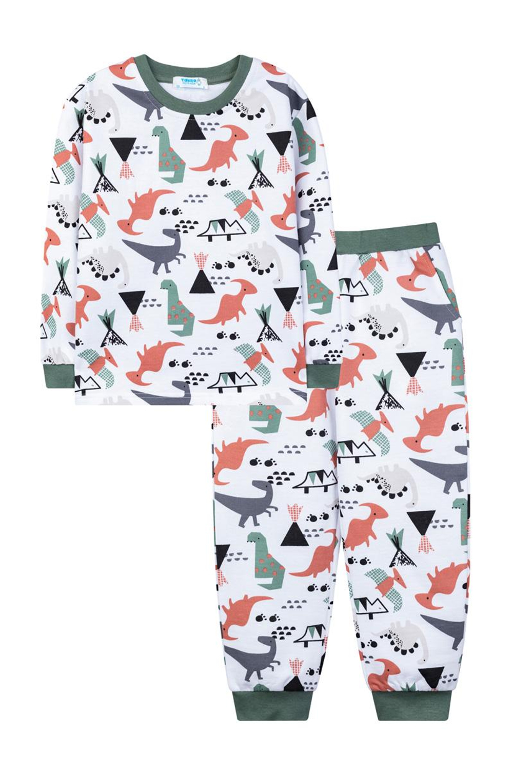 ПИЖАМА для мальчика M1180FNR-2/5 р.104 белый динозавр (Такро)