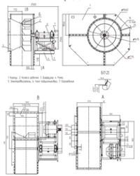 Вентилятор радиальный ВЦ 4-76-16 электродвигатель 18.5 кВт, исполнение 5, 420 об/мин