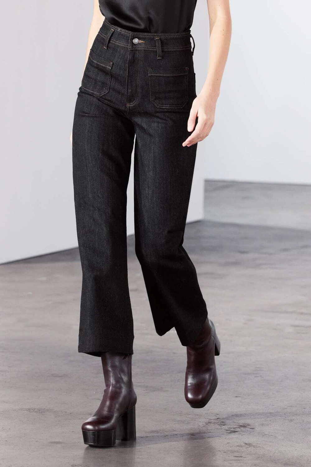 Джинсы wide leg с высокой посадкой — zw collection