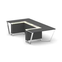 Steel Meet Стол переговорный П-образный MMK-PR.B.SP-07P Антрацит/Ваниль Глянец/Нержавеющая Сталь/Хро