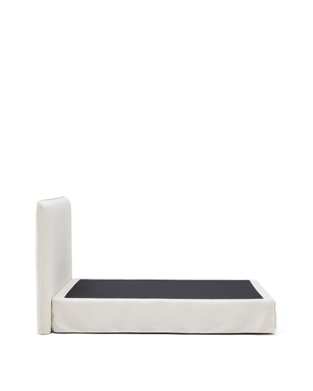 Кровать Jaira из белого шенилла со съемным чехлом для матраса 150x190 см