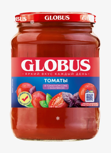 Томаты Globus с базиликом в собственном соку, 720 мл