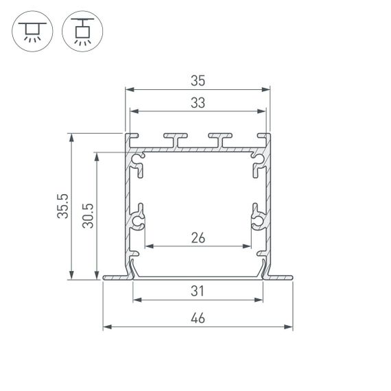 Профиль встраиваемый Arlight Linia49-F-S-2500 Black 041874