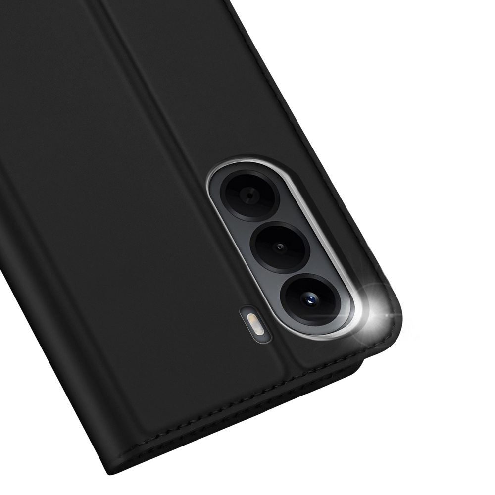 Чехол книжка из кожи черного цвета для OnePlus Nord CE6 Lite и Realme P4x, серия Skin Pro Series от Dux Ducis