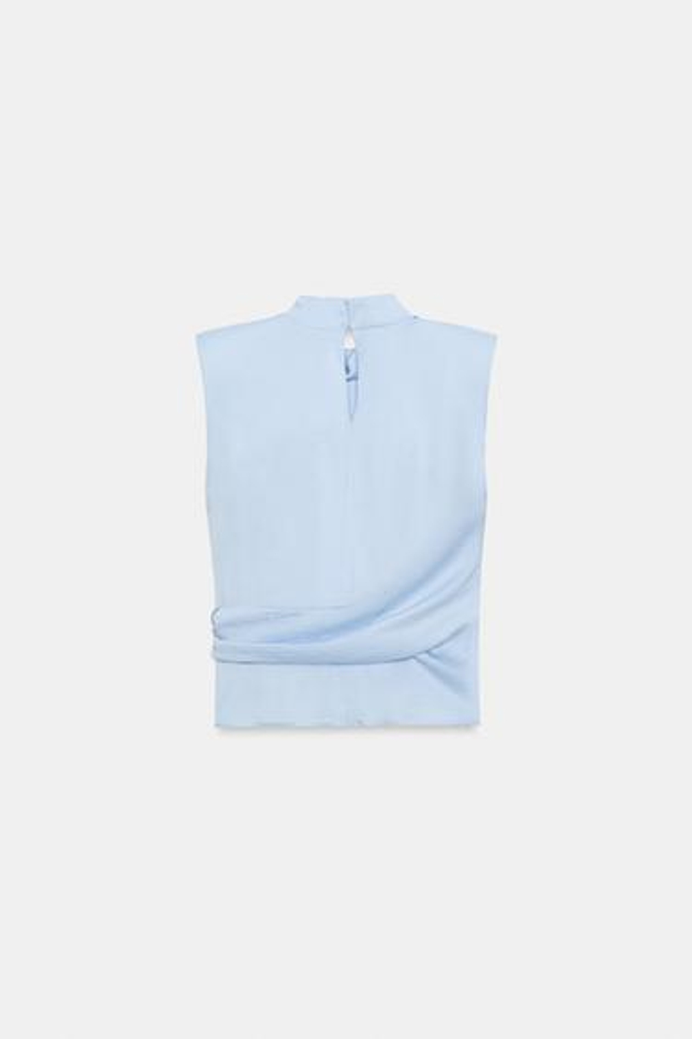 ZARA АТЛАСНЫЙ ТОП С БАНТОМ И ПОДПЛЕЧНИКАМИ, ГОЛУБОЙ