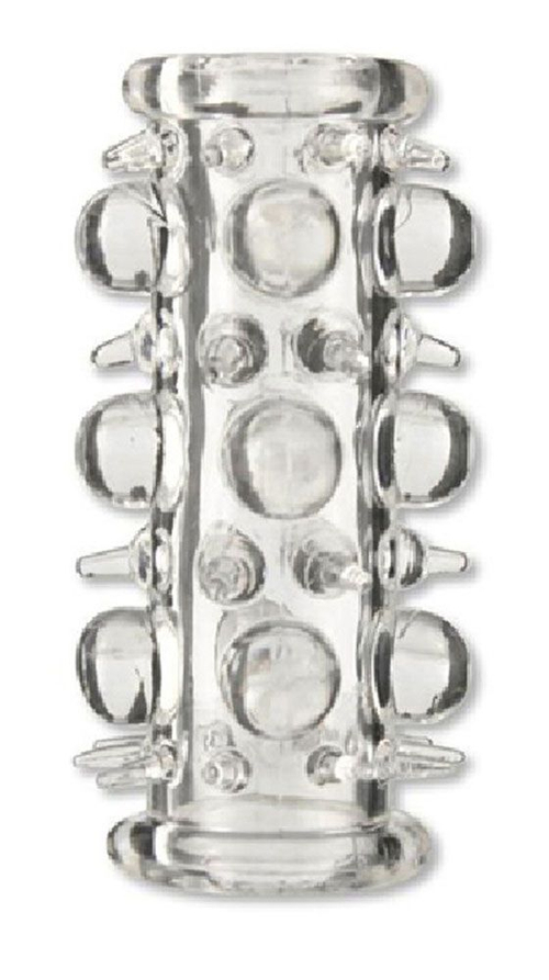 Прозрачная  насадка на пенис с шипами и шишечками