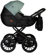 Детская коляска Indigo Mio Eco Plus 14 3 в 1 с автокреслом Avionaut Cosmo Grey 05 черная кожа+шалфей кожа