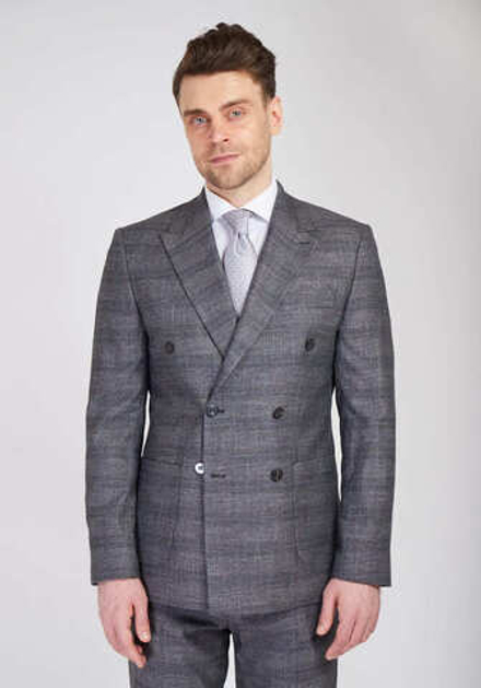 Двубортный костюм мужской (серый) В9