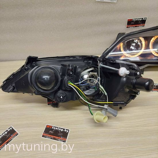 Передние фары Opel Astra G angel eyes black