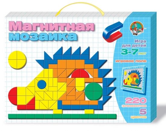 Магнитная мозаика Десятое Королевство "Ёжик", 5 цветов, 220 элементов