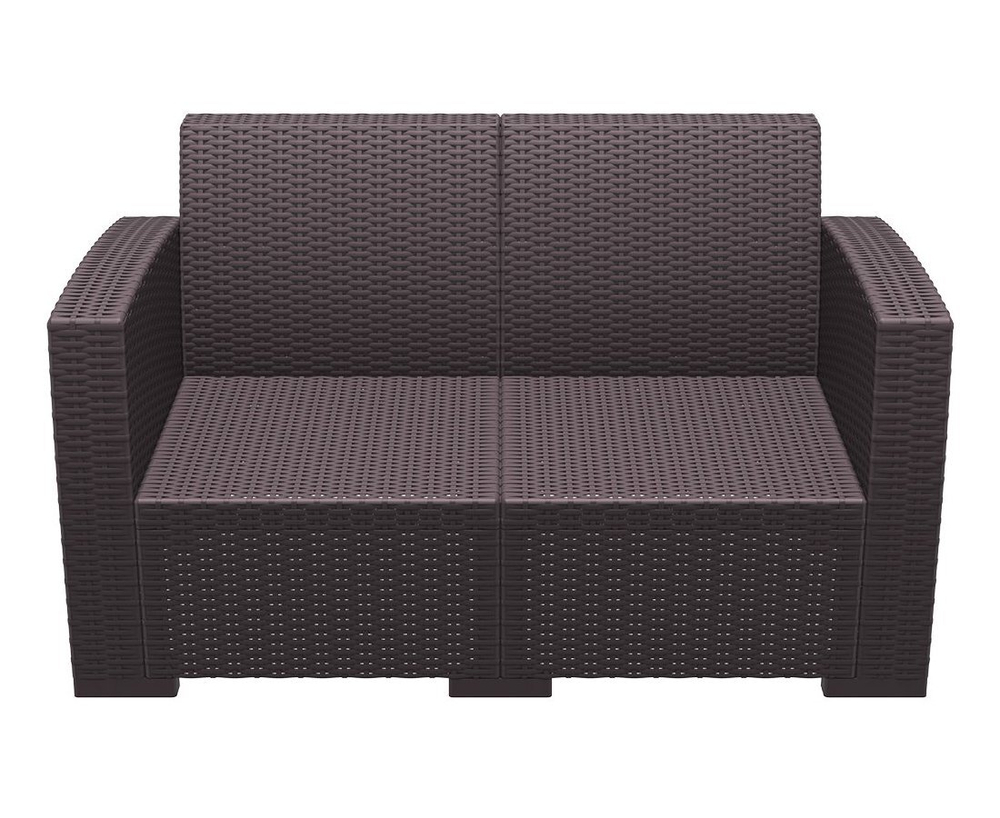 Диван пластиковый плетеный двухместный с подушками Monaco Lounge, коричневый